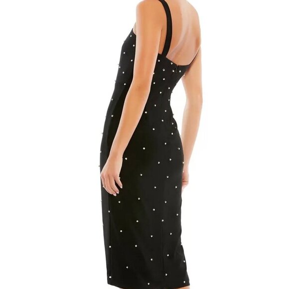 Mac Duggal Black Embellished Square Neck Sleeveless Midi Dress - Picture 2 of 4